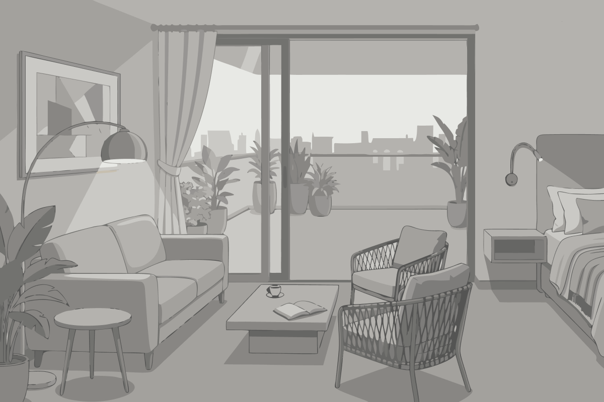 Studio-Apartment mit Balkon